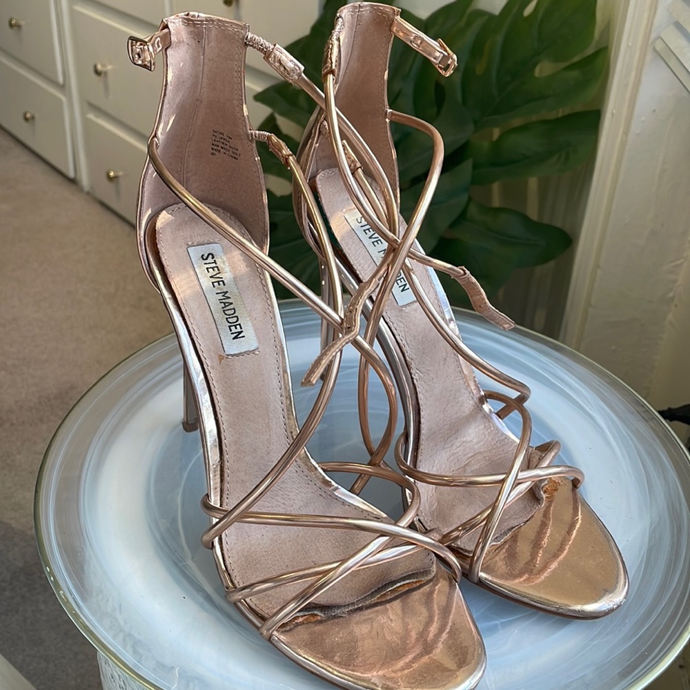 Steve Madden strappy rose gold heels size 10